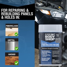 Evercoat Body Shop 105006 Pro-Grade Fiberglass Resin for Repairing and Rebuilding Panels & Holes in Fiberglass, Metal, Wood & More, Easy Mix Hardener Included 128 Fl Oz.