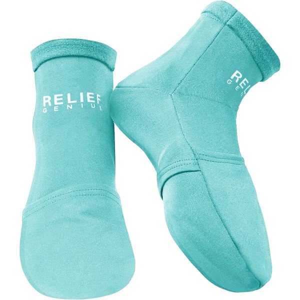 Relief Genius Cold Therapy Socks with Reusable Gel ice Packs - Achieve Relief from Sprains, Muscle Pain, Bruises, Swelling, Edema, Chemotherapy, Arthritis, Post Partum Foot (Blue, Small/Medium)