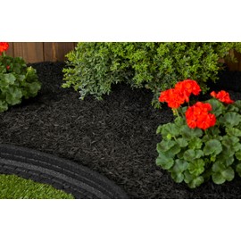 Rubberific Premium Shredded Rubber Mulch for Gardens, Lawns, and Landscaping | Long Lasting Color | Looks Like Natural Wood Mulch (1.5 CU. FT. - 27 LBS, Black)
