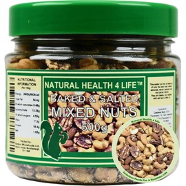 Natural Health 4 Life Baked and Salted Mixed Nuts (No Peanuts) 500 g (1 Tub)