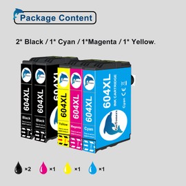 GoToners 604XL Cartridges Compatible with Epson 604 XL Multipack for Expression Home XP-2200 XP-2205 XP-3200 XP-4200 Workforce WF-2910 WF-2930 WF-2950 (2 Black, 1 Cyan, Magenta, 1 Yellow)