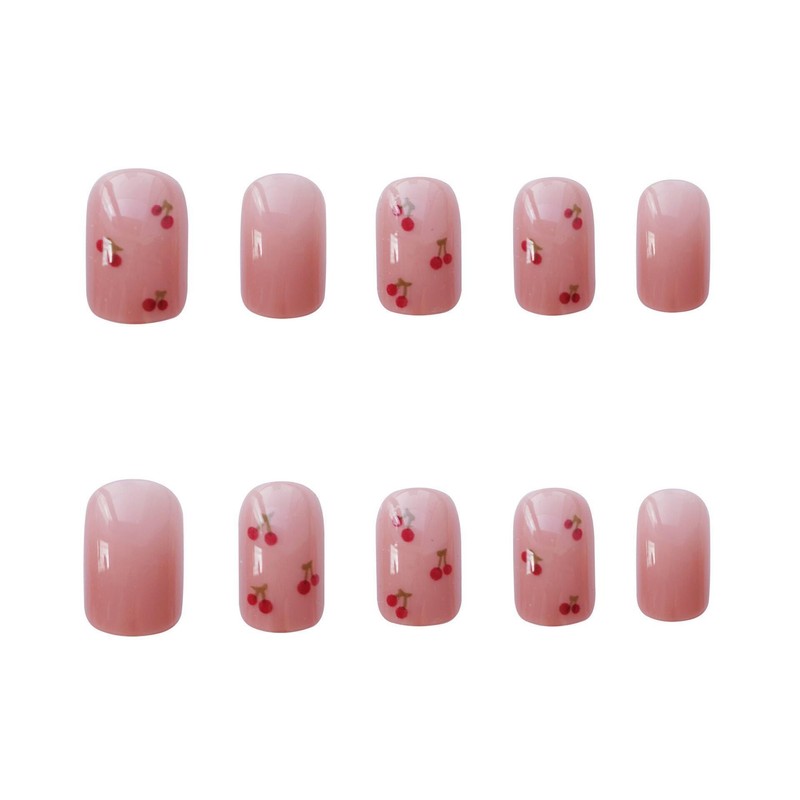 Nail Tips, 24 Pieces, Medium, Round, False Nails, Pink, Gradient,