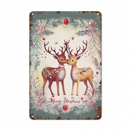 Chrismas Metal Tin Sign Vintage Merry Christmas Metal Sign Rustic Wall Decor For Home Bar Cafe Metal Sign 8x12 Inch