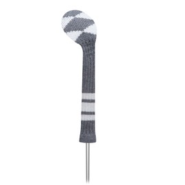 LeFeng 1 Piece Knitted Golf Club Covers for Woods and Hybrid – Durable, Scratch-Resistant Vintage Headcovers for Men and Women, Classic Golf Accessories(Gray White Plaid, for Fairway)