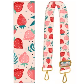 BeauBeast Purse Strap Replacement Crossbody 2" Wide Shoulder Strap, Cute Handbag Strap Bag Strap Replacement Belts Adjustable Pink Cute Strawberry