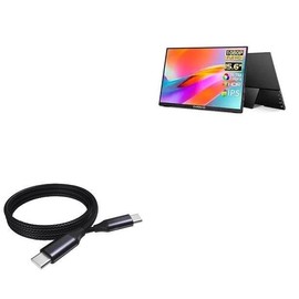 BoxWave Cable Compatible with CAPERAVE Portable Monitor 1080p FHD (15.6 in) - DirectSync PD Cable (3ft) - USB-C to USB-C (100W), Type C Braided Charge and Fast Sync - Jet Black