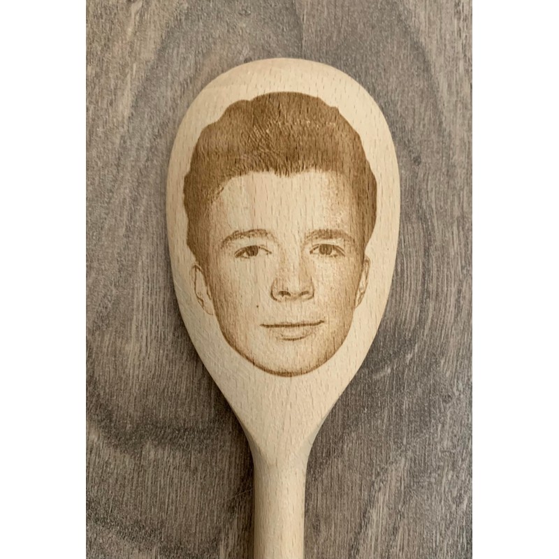 Rick Astley Merch Gift Idea Image On A Wooden Spoon-Novelty