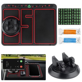 Coolden Handyhalterung Auto 4 in 1 Armaturenbrett Antirutschmatte Auto KFZ Handy Halterung mit 360 Grad Drehbar Halter Multifunktion Anti Rutsch Handyhalter Matten mit Smartphone Halterung (Schwarz)