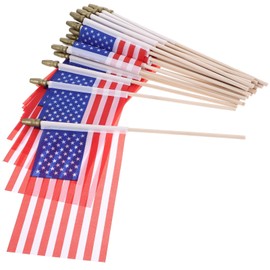 Mikinona USA Flags Wood Sticks 40 Small American Flags Perfect for 4th of July for