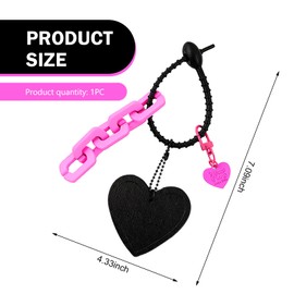MOXRUQ Heart Shaped Keychain, Cute Heart Key Fob for Wristlet Strap Lanyard, Car Key, Wallet, Cell Phone Charm and More (Black Style1)