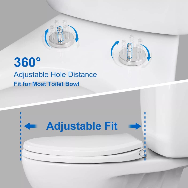 Hibbent Premium Elongated Toilet Seat with Cover(Oval) Quiet Close, One-Click