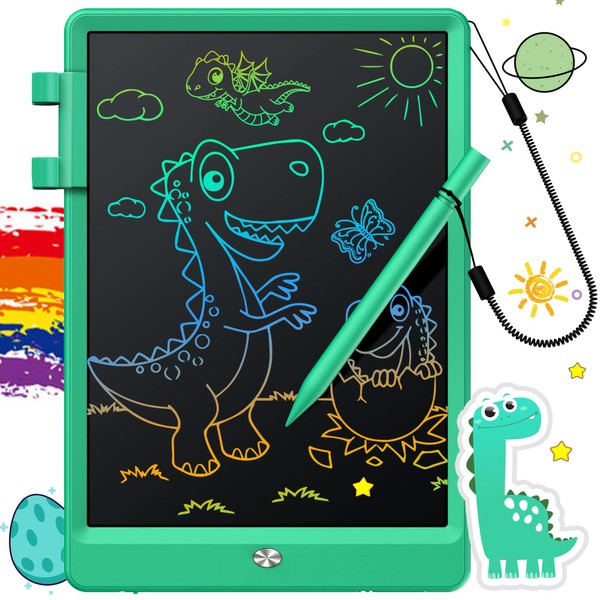 FLUESTON LCD Writing Tablet, Doodle Board Toys Gifts for 3-8 Year Old Girls Boys, 10 Inch Colorful Electronic Board Drawing Pad for Kids, Gifts for Toddler Educational Learning Travel Birthday, Green