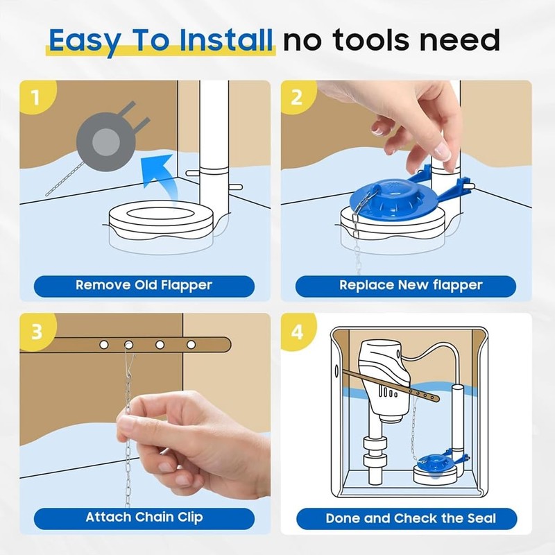 Peakloong Universal Toilet Flapper Replacement Kit 1SET 2 Inch Toilet