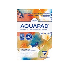 Clairefontaine cf97572card [Set of 2] Clairefontaine Watercolor Paper Postcard Size "Aqua Pad/Off White" (Medium Grit, Extra Thick, Paper Thickness 300 g/m2, Pack of 10) Picture Letter, Drawing Paper, Art Paper, Postcard