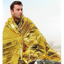SimPLEISURE qa010001f10n099 Survival Sheet (Cold Protection, Thermal Insulation, Heat Shield Sheet), 63.0 x 82.7 inches (160 x 210 cm), Gold/Silver, Set of 10