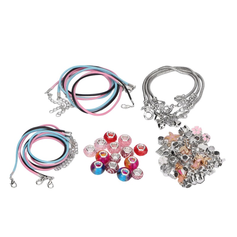 Charm Bracelet Making Kit Basic Bracelets Colored Beads Pendants Jewelry