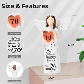 Hosetim 70th Birthday Gifts for Women,Meaningful 70th Birthday Gifts,Unique Angel Figurine for Woman Turning 70,Sculpted Hand-Painted Figure Gift for 70 Year Old Women,Mom,Sister,Friends