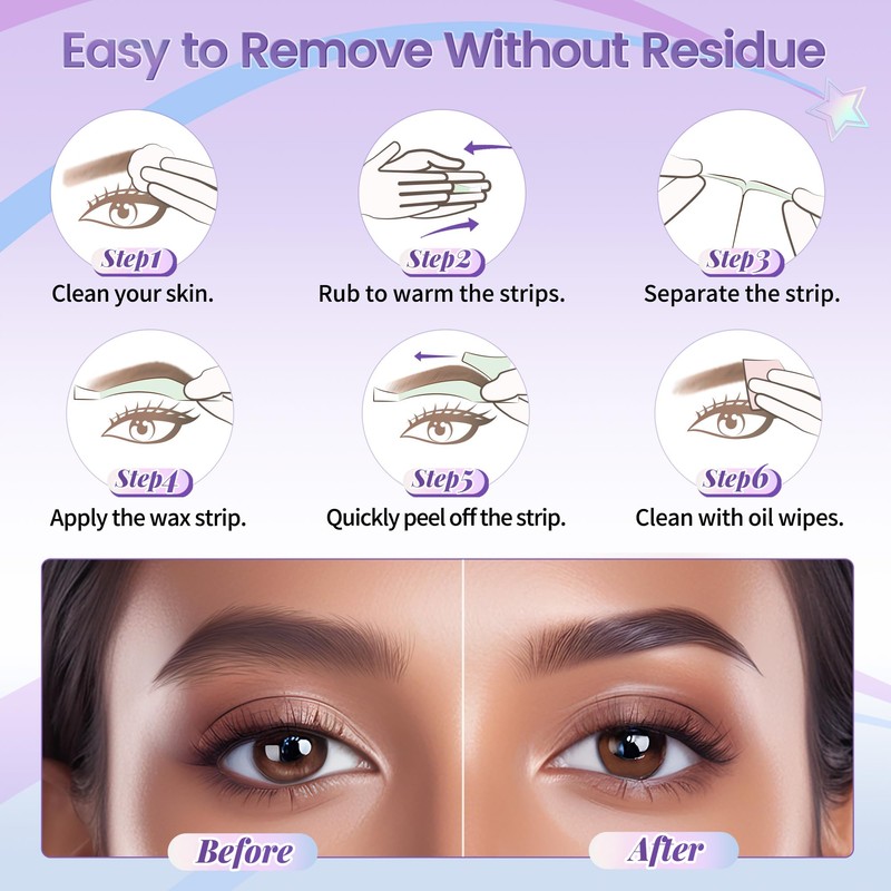 LaWink Wax Strips, Cold Wax Depilation Strips, Eyebrow Wax Strips,