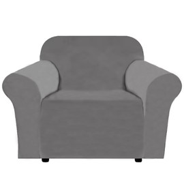 Delindo Lifestyle Velvet Armchair Cover, Velvety Soft Armchair Cover, Armchair Cover without Armrest, Grey, 90-140 cm