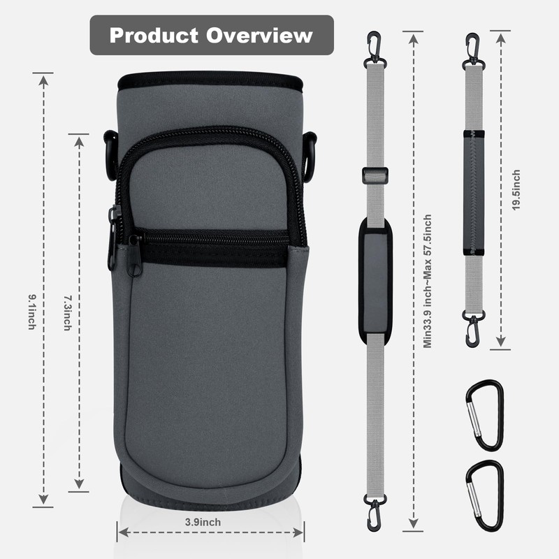 EYQ Water Bottle Carry Bag, gray
