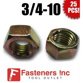 Redding Fasteners (Qty 25) 3/4-10 Grade 8 Finish Hex Nuts Yellow Zinc Plated Hardened