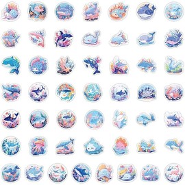 RELKLYU 100 Marine Life Stickers, Cute Cartoon Stickers, Creative Stickers, Can Decorate Water Bottles, Suitcases and Bikes