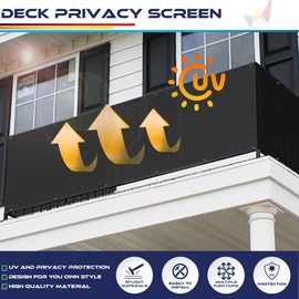 Windscreen4less 3'x130' Deck Balcony Privacy Screen for Deck Pool Fence Railings Apartment Balcony Privacy Screen for Patio Yard Porch Chain Link Fence Condo with Zip Ties Black