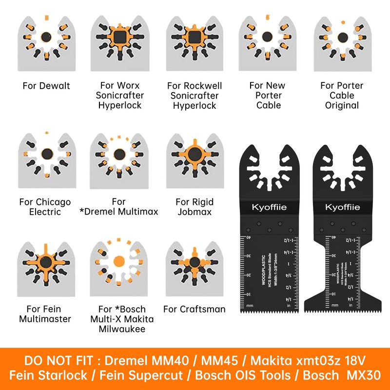 Kyoffiie 100Pcs Oscillating Saw Blades, Quick Release Multi Tool Blades