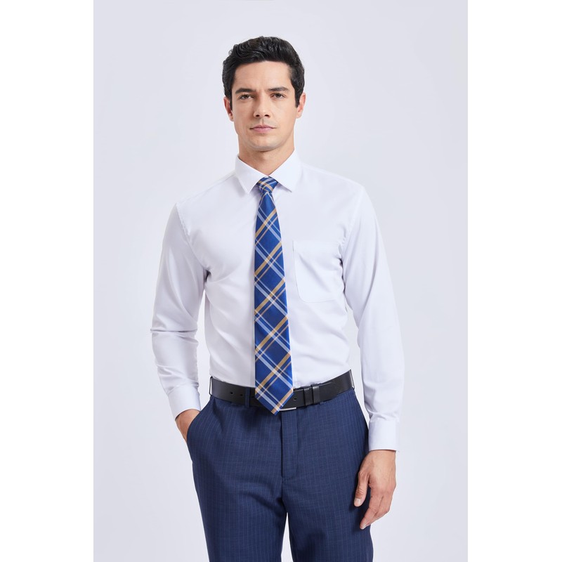 HISDERN Mens Tie Royal Blue Ties for Men with Pocket