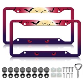 Bat Moon License Plate Frames - 2 Pack Horror Goth Gothic License Plate Frame Holder Covers, Aluminum Metal Rust-Proof Waterproof Car Tag Frame for Standard US Canada 12x6 Inch