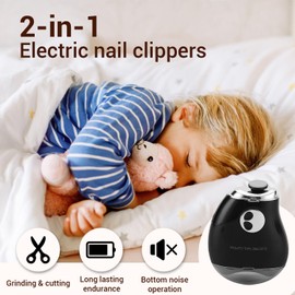 Mango-Shaped Electric Clipper and Grinder 2-in-1 Double Head Electric Nail Clipper Charging Nail Sharpener (Black)