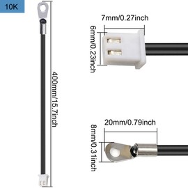 Xiatiaosann 10 Pcs NTC Thermistor Temperature Sensor Probe 15.7Inch XH2.54-2P Plug 3950 B Sensitive Temp Sensor with O Ring Cold Pressed Terminal Connector for Aquarium Water Heater Air Conditioner