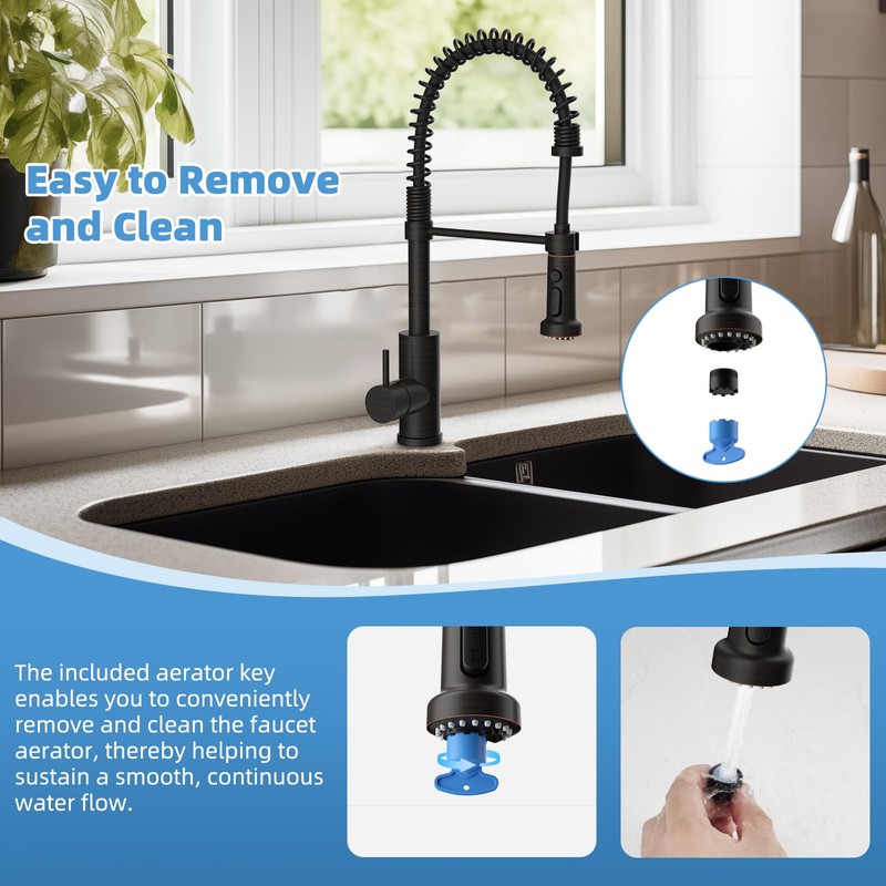 Hibbent Stainless Steels Pull Down Kitchen Faucet Head Replacement, 3