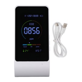 CO2 Monitor Carbon Dioxide Detect Indoor Air Quality Monitor Temperature Humidity Detection White