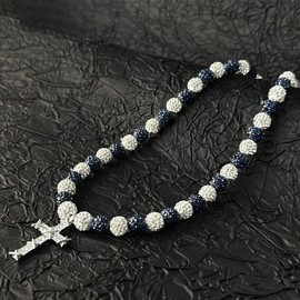 TYQSY 16-18 Inch Baseball Necklaces, Rhinestone Baseball Bead Necklace, Baseball Cross Necklace for Men, Adjustable Baseball Drip Bling Necklace, Athletic-Inspired Jewelry for Baseball Team Lovers