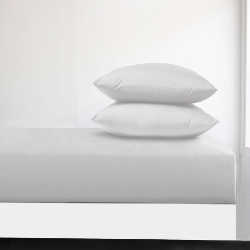 Imperial Rooms Double Fitted Sheet Brushed Microfiber White Bed Sheets