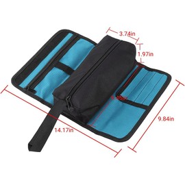 Foldable Roll Up Tool Bag, Electrician Tool Box, Multi-Purpose Tool Roll with Zip Pockets, Hanging Eyelet Carry Bags for Household, Carry, Tool Bag