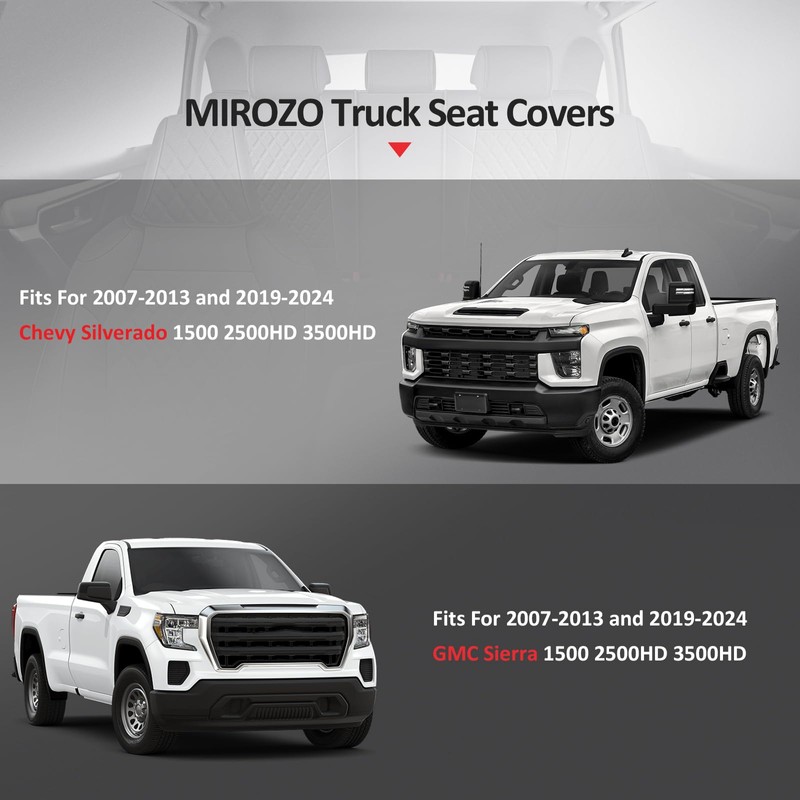 MIROZO Silverado Seat Covers,Truck Seat Covers Compatible with 2007-2013 and