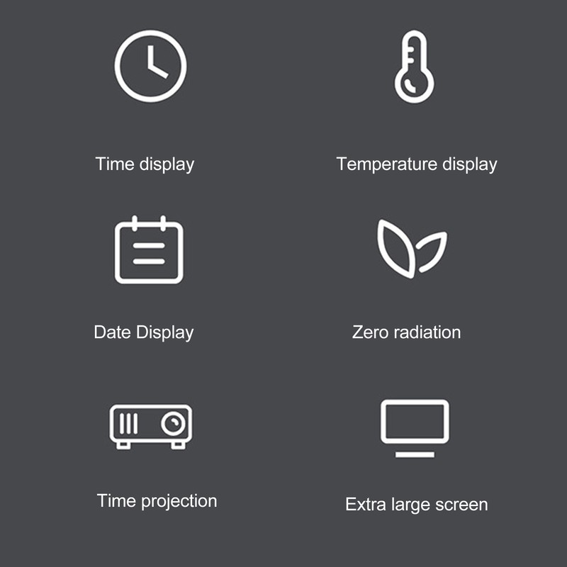 Projection Alarm Clock USB Rechargeable White Light Snooze Function Adjustable