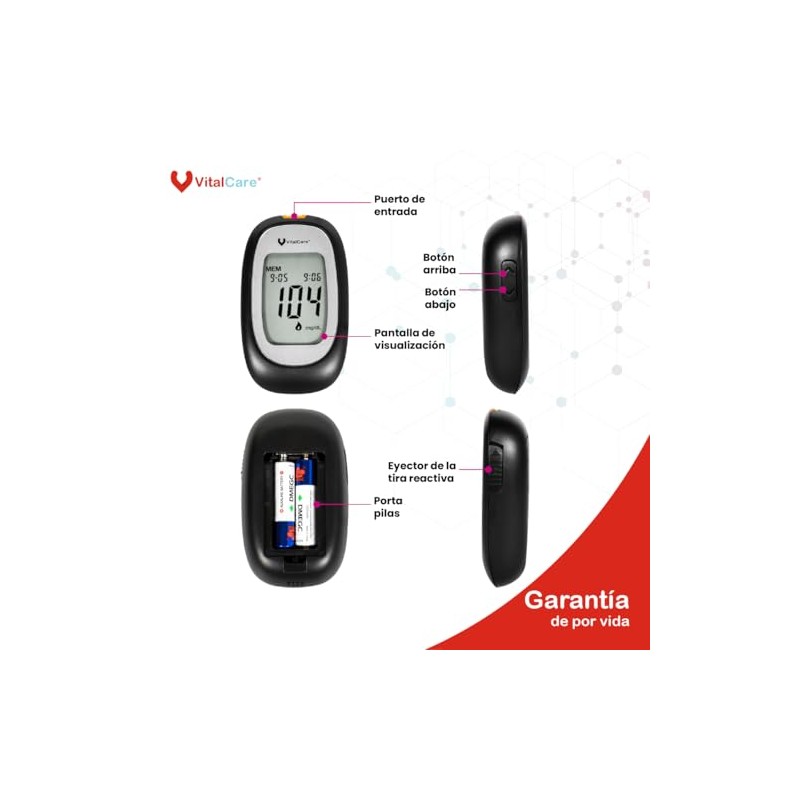 Vital Care Glucómetro 310 Kit Completo | 50 Tiras +