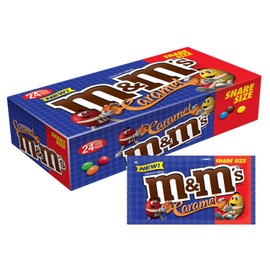M&M'S Caramel Chocolate Candy Share Size 2.83-Ounce Pouch 24-Count Box