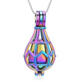 QGJNSGC Urn Necklace Openwork Teardrop Urn Locket Ash Necklace Memorial Jewellery Cremation Jewellery Funeral Keepsake Jewellery Ash Holder, Stainless Steel
