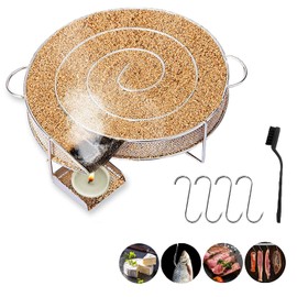 Cold Smoke Generator for Food Smoker, Meat and Fish - Snake + Free 4 Meat Hooks and 1 Cleaning Brush Grill Grate - Smoker Oven House