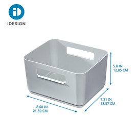 iDesign Kitchen Recycled Plastic Storage Bin, 7" x 8.5" x 5", Gray