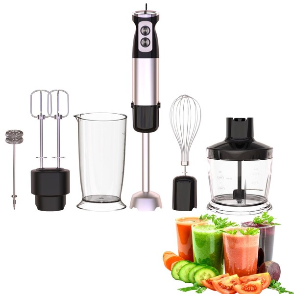 Immersion Blender Handheld, 6 in 1Hand Blender 600W 12 Speed
