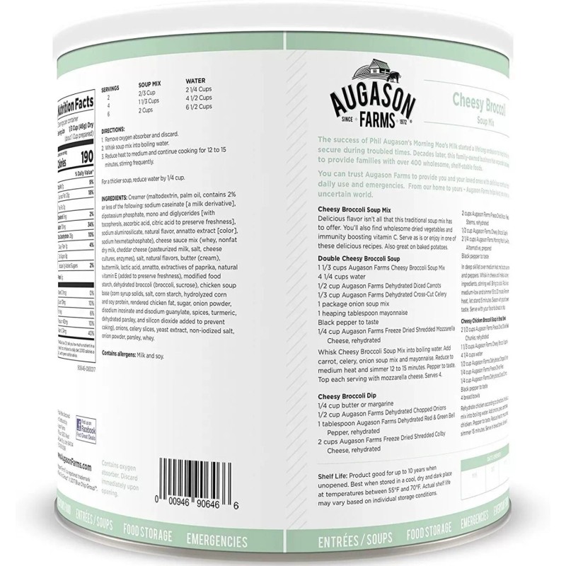 Augason Farms CHEESY BROCCOLI Soup #10 Big Can Survival Emergency