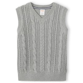 Gymboree Boys and Toddler V-Neck Cable Knit Sweater Vest, Heather Grey, 3T