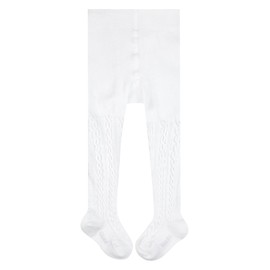 FALKE Kids Cable tights, 1 pair, UK size 6-12 months (EU 74-80), Off-White, cotton mix - Soft cotton mix, ideal for casual looks