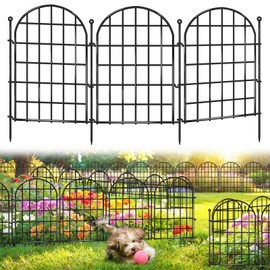13 ft(L) x 17 in(H) Garden Fence, 12 Panels Arched Rustproof Metal No Dig Fence Garden Fence Border, Decorative Animal Barrier Fence with Ground Stake for Dog, Rabbit, Outdoor Yard Patio Decor