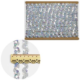 12 Yards，Wide 0.59 Inch Shiny Silver Sequin Ribbon Trim for DIY Sewing Dress Dance Costumes，Headband (Shiny Silver)